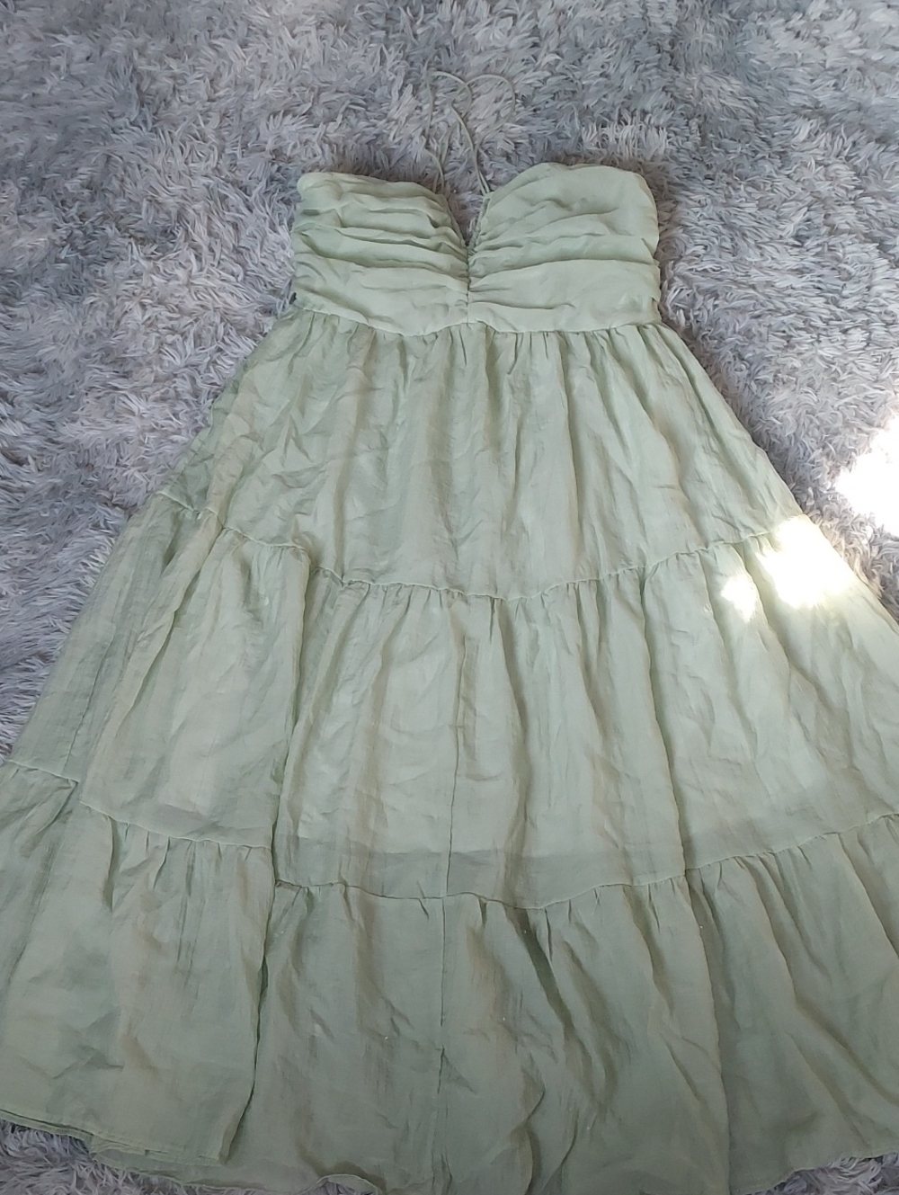 Luxe Strapless Sweetheart Tiered Maxi Dress in Light Mint
